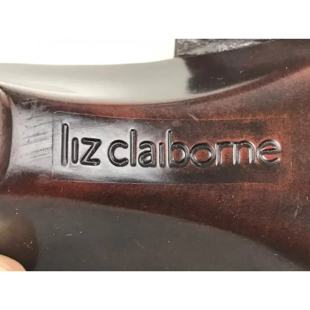 Liz Claiborne Tricia Womens Brown Slip On Leather Wedge Slide Sandal Size‎ 8M
