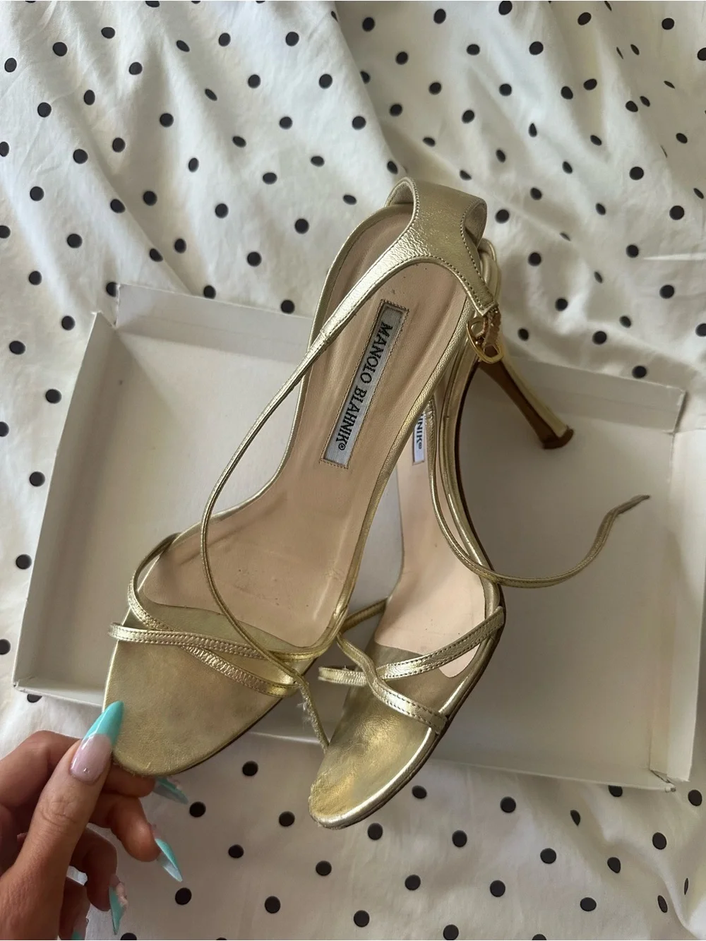 Manolo Blahnik gold manolo