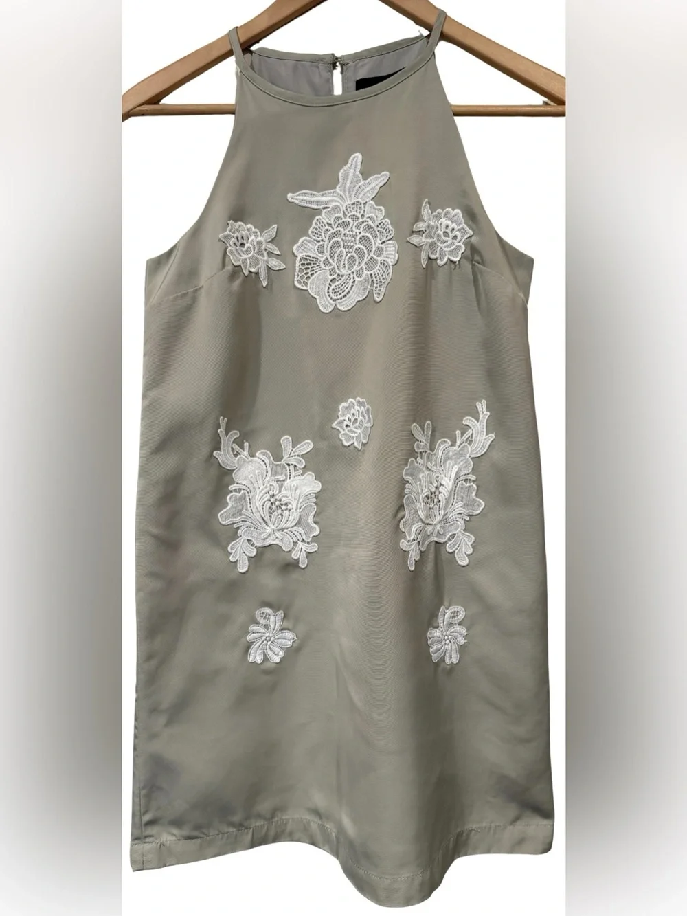 Victoria Beckham for Target Floral Appliqué Shift Dress L 10-12 Gray Sleeveless