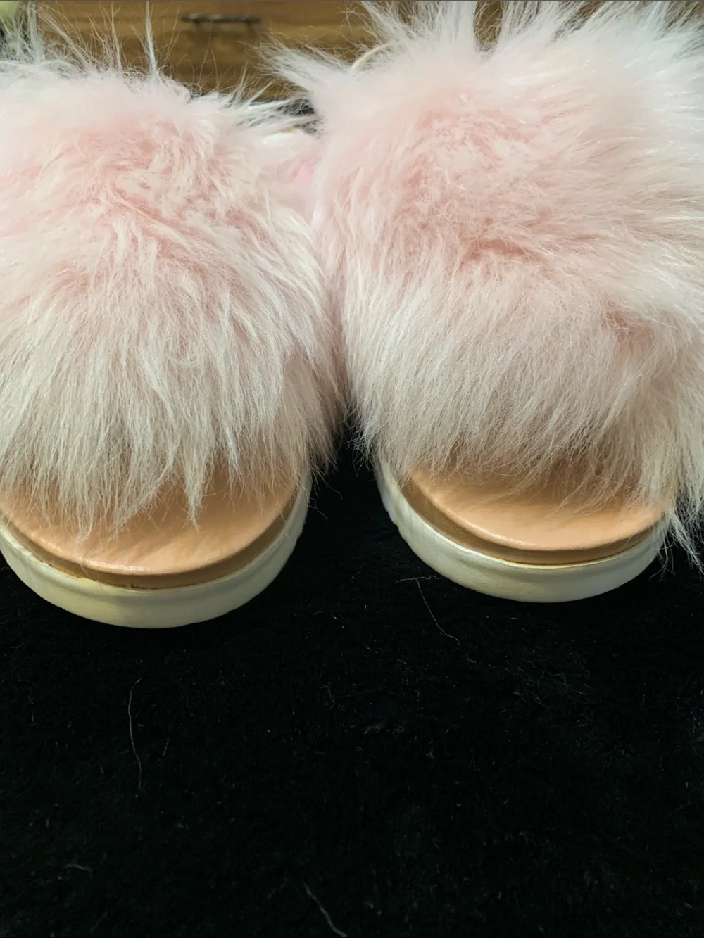 UGG Pink Fuzzy Slingback Slides