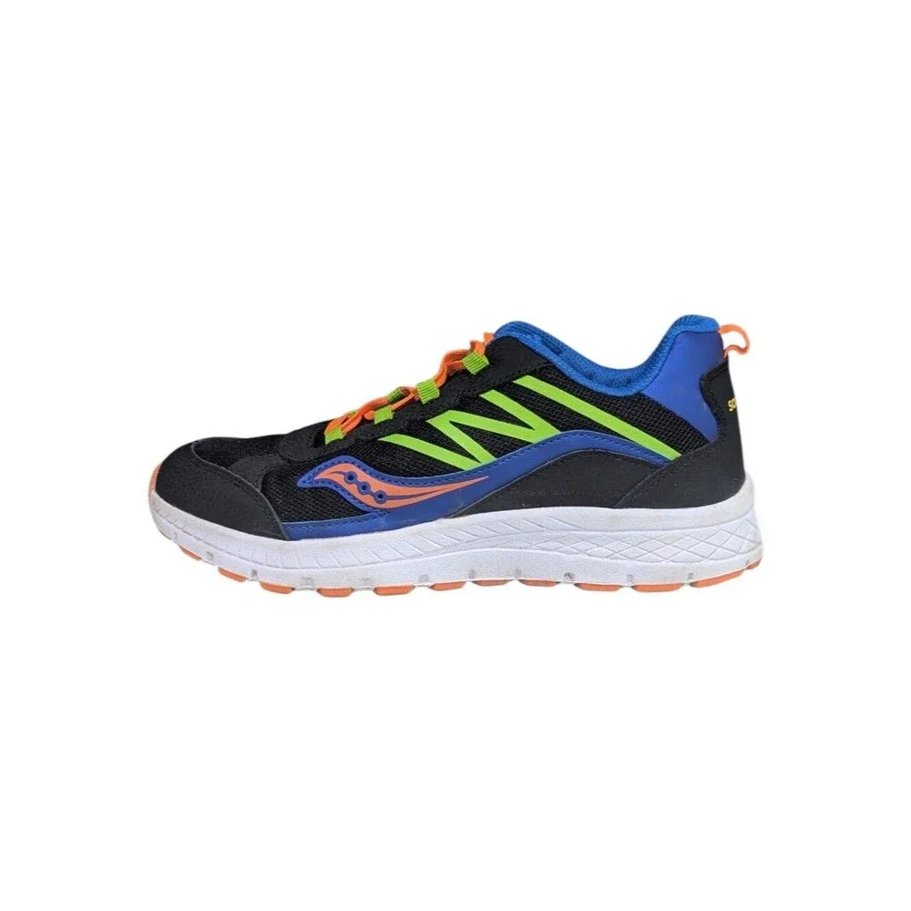Saucony Big Kids Cohesion 14 Sneaker Run Black Green Orange Blue Boys Size 5.5