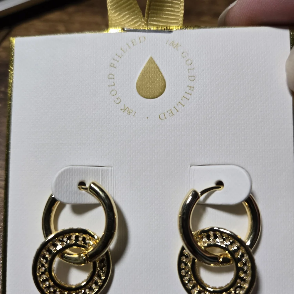 Gold and‎ Silver Hoop Earrings with Crystal Accents