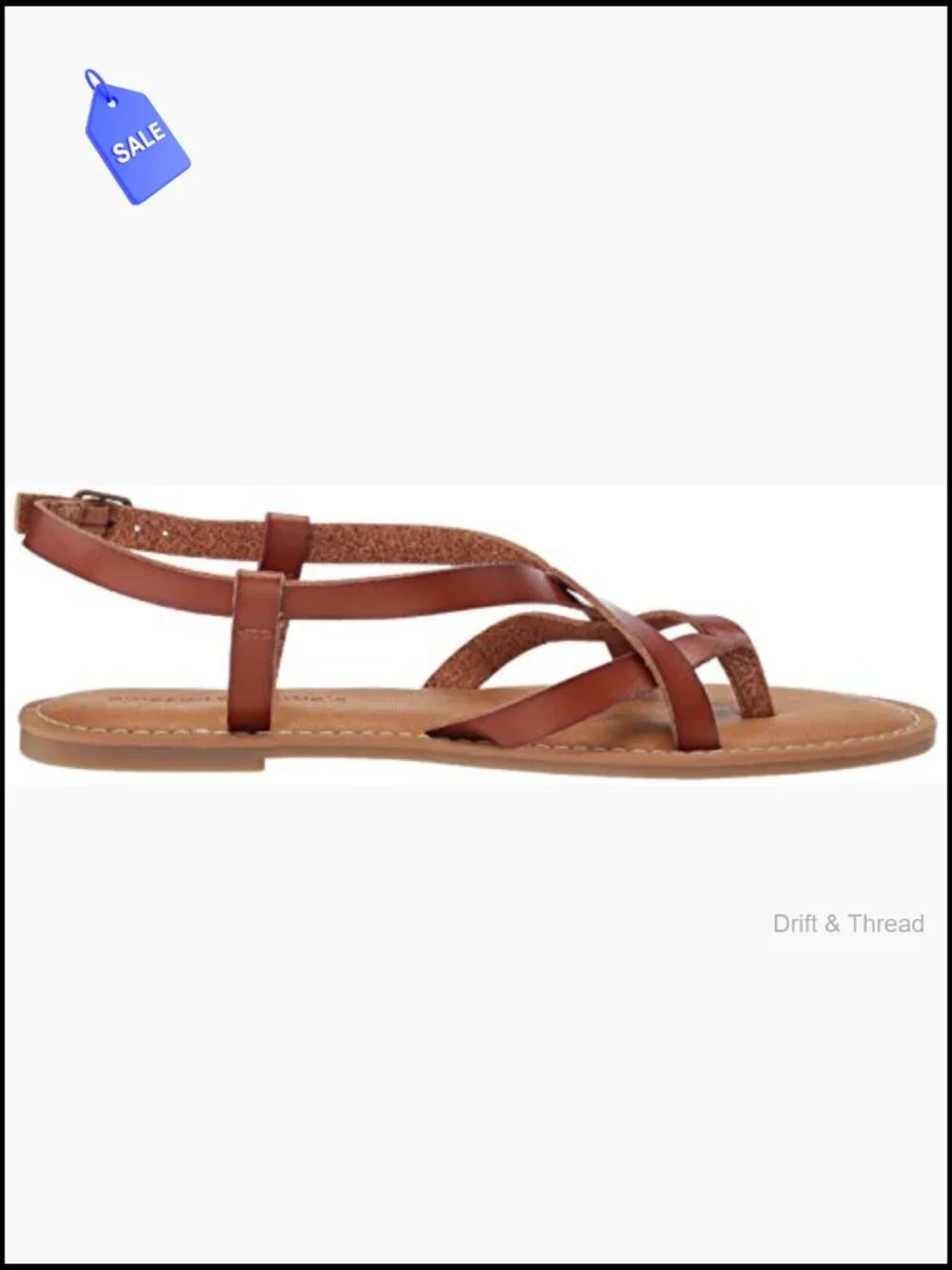 Strappy Flat Sandals with Adjustable Ankle Strap, Padded Insole