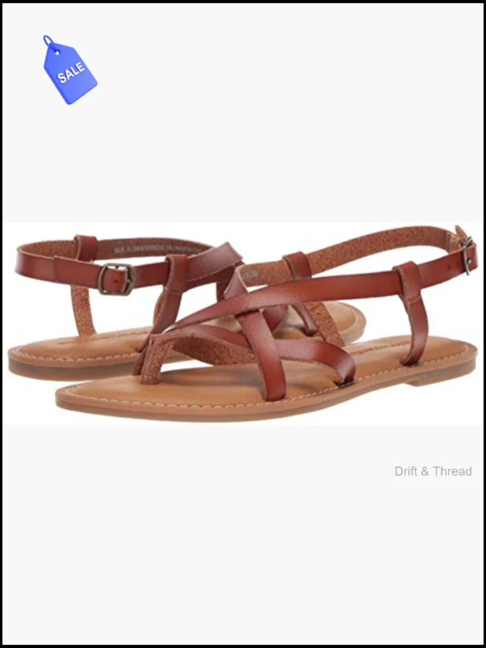 Strappy Flat Sandals with Adjustable Ankle Strap, Padded Insole