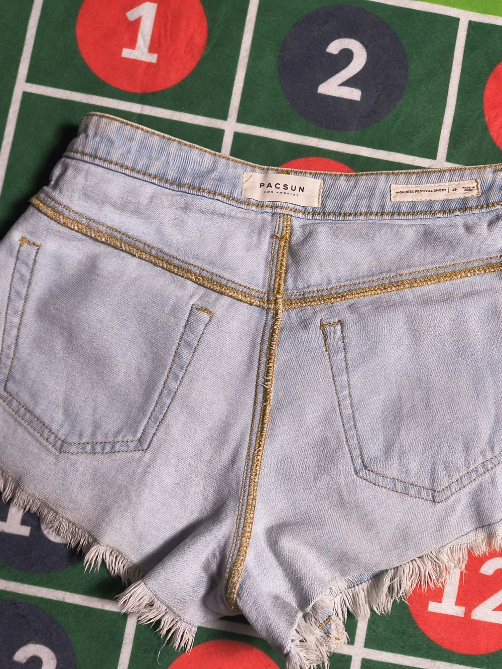 PacSun High Rise Festival Short Women's 25 Light Wash Distressed Denim Shorts