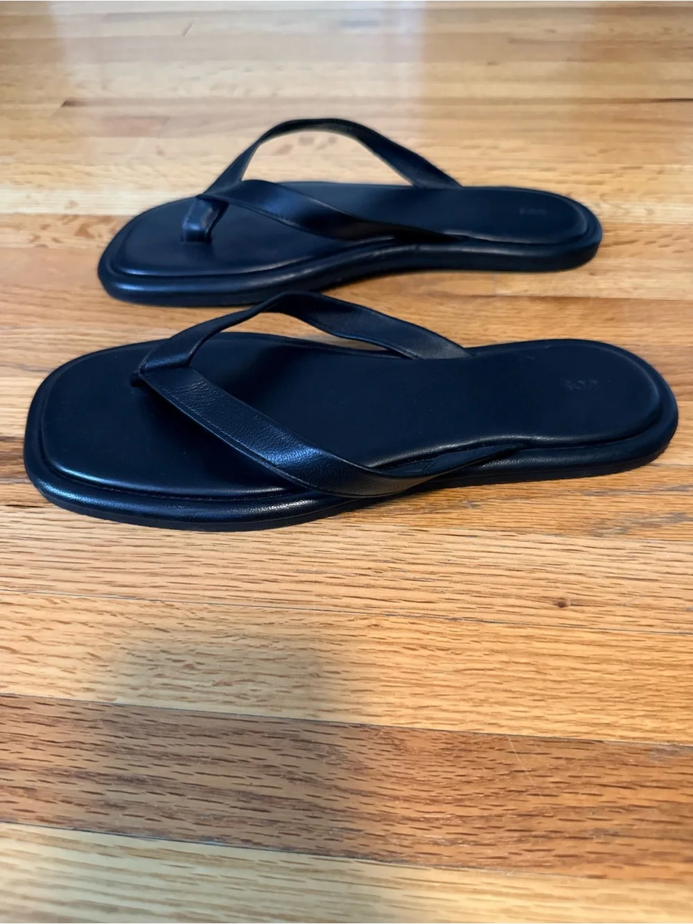 COS Black Leather Flip-Flop Sandals