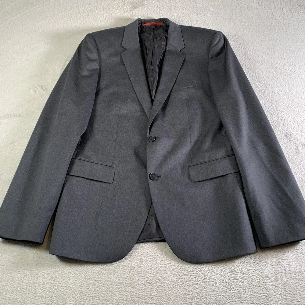Hugo Boss Suit Jacket Mens 40R Gray Supergraphite Super 120s Wool Two‎ Button
