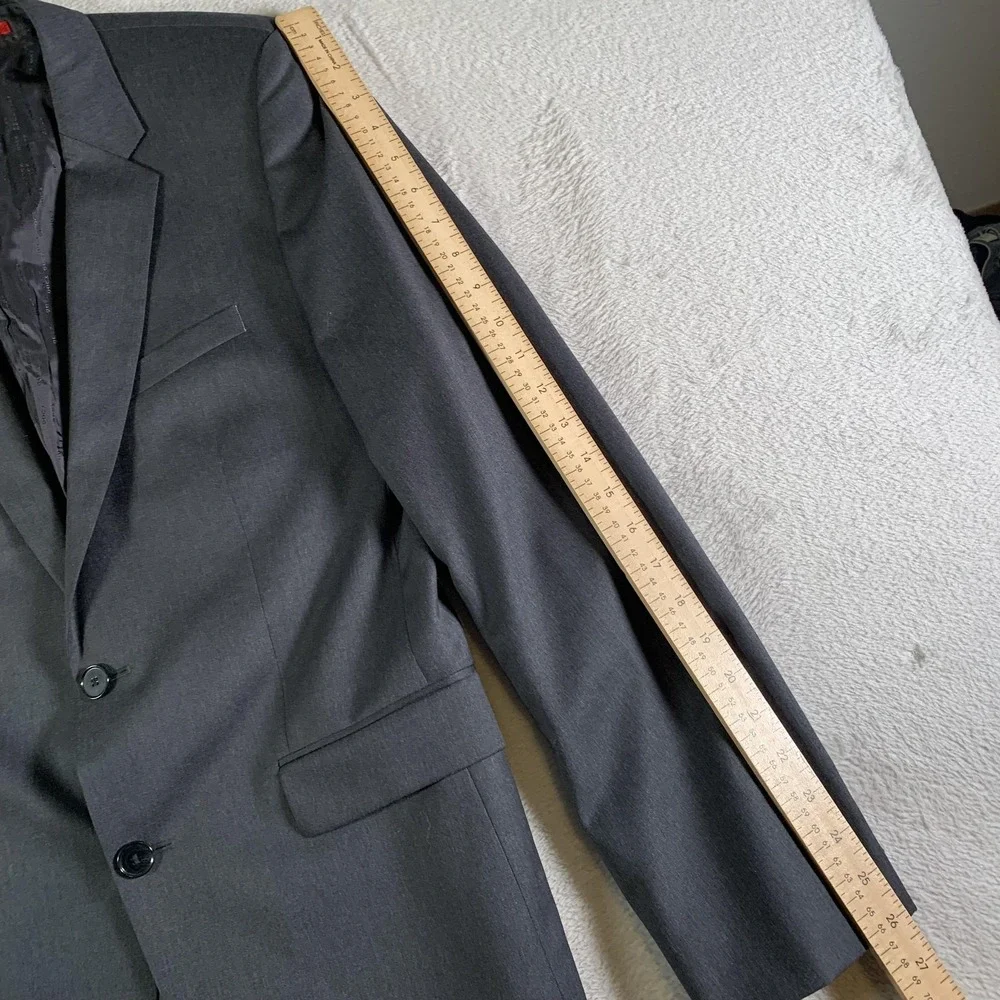 Hugo Boss Suit Jacket Mens 40R Gray Supergraphite Super 120s Wool Two‎ Button