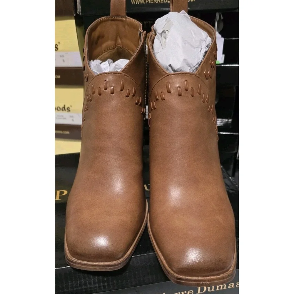 Pierre Dumas Ankle Bootie Brown Side Zip Size 8 Ankle Boots Cammy 12‎ Tan