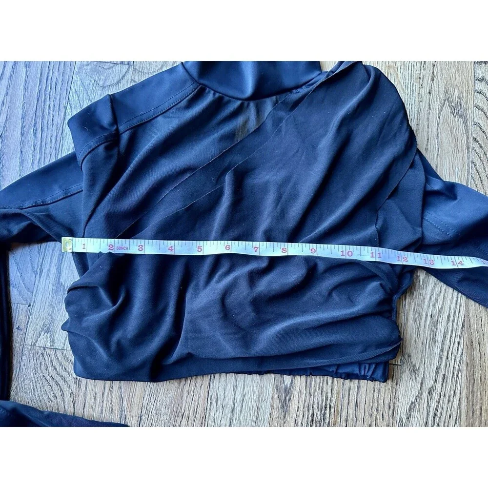 Balera Girls Shirred Long Sleeve‎ Black Dance Top Costume MT11825 Size LC EUC