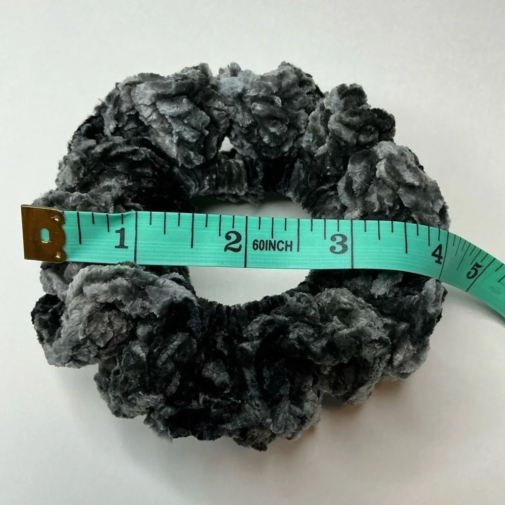 Crochet Crushed Velvet Scrunchie Set of 3 Oversized Hair Tie Plush Handcrafted