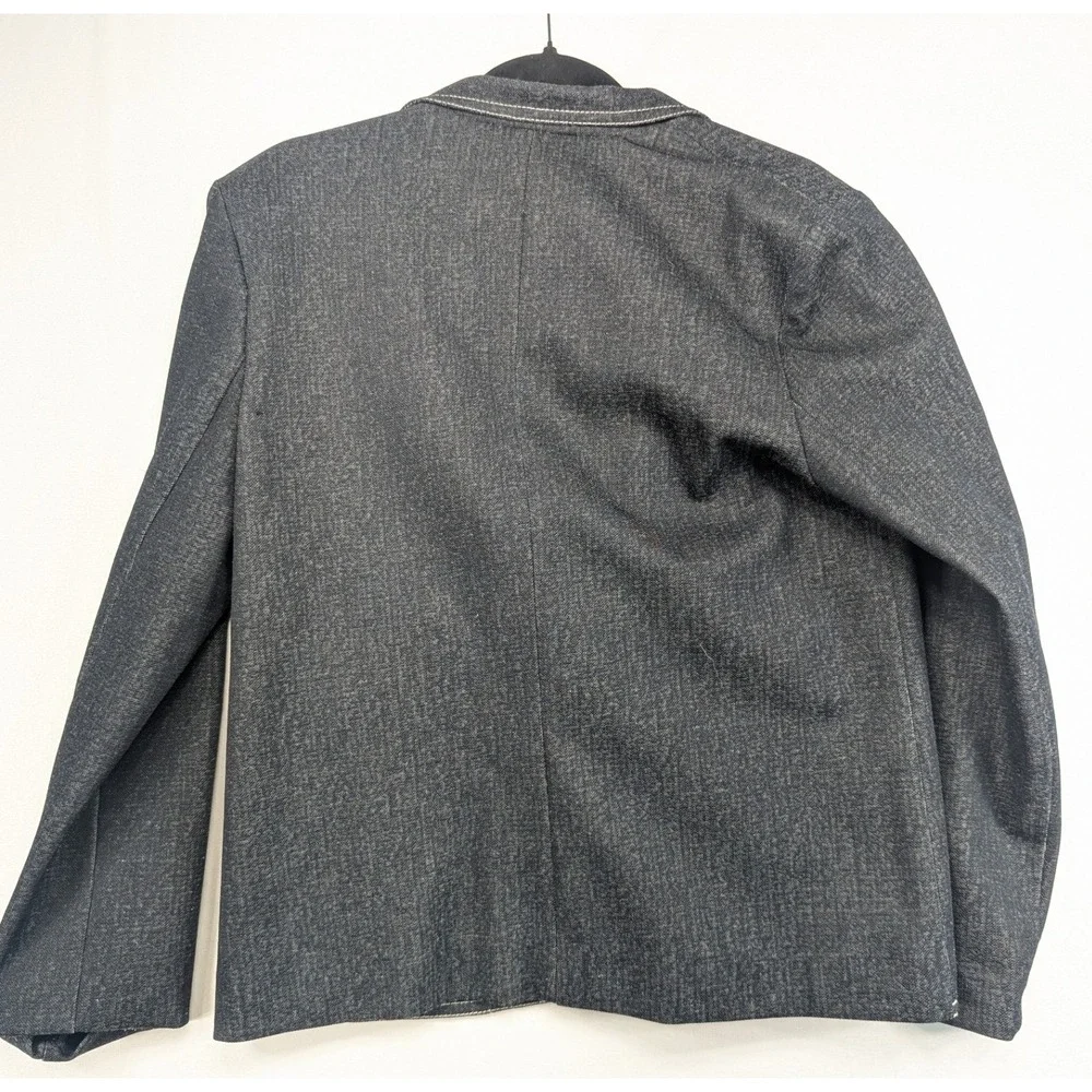 Donovan-Galvani of Dallas Vintage Dark Wash Denim Blazer Contrast Stitch Blue M