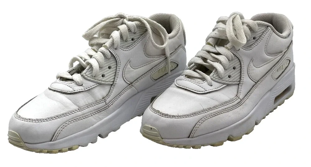 Nike Air Max 90 Sneakers Lace Up White Running Shoes US Size 4.5 Youth