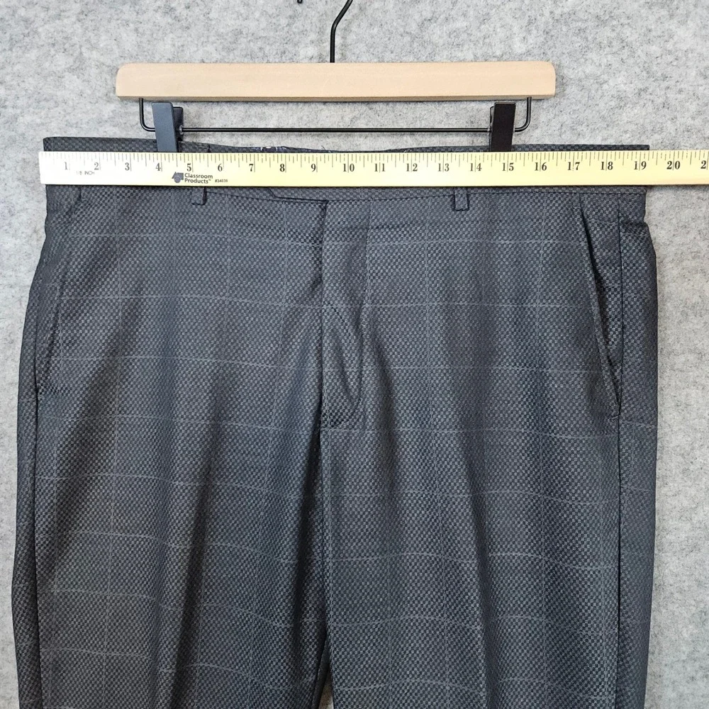 Statement Italy Gray Geometric Windowpane 2-Pc‎ Super 200s Wool 44L 39x30 FLAW