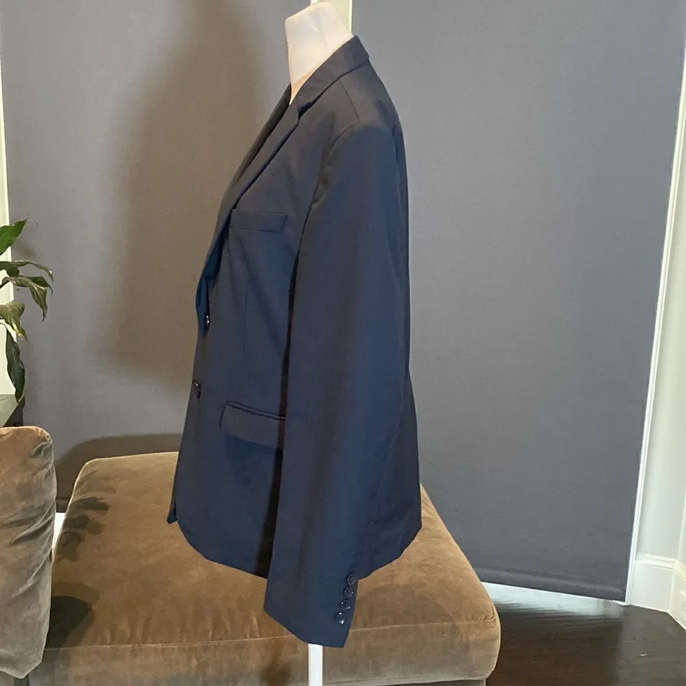 Men’s 2 Piece Suit Navy Slim Fit TwoButton NotchedLapel Size 36 Jacket 32 Pants