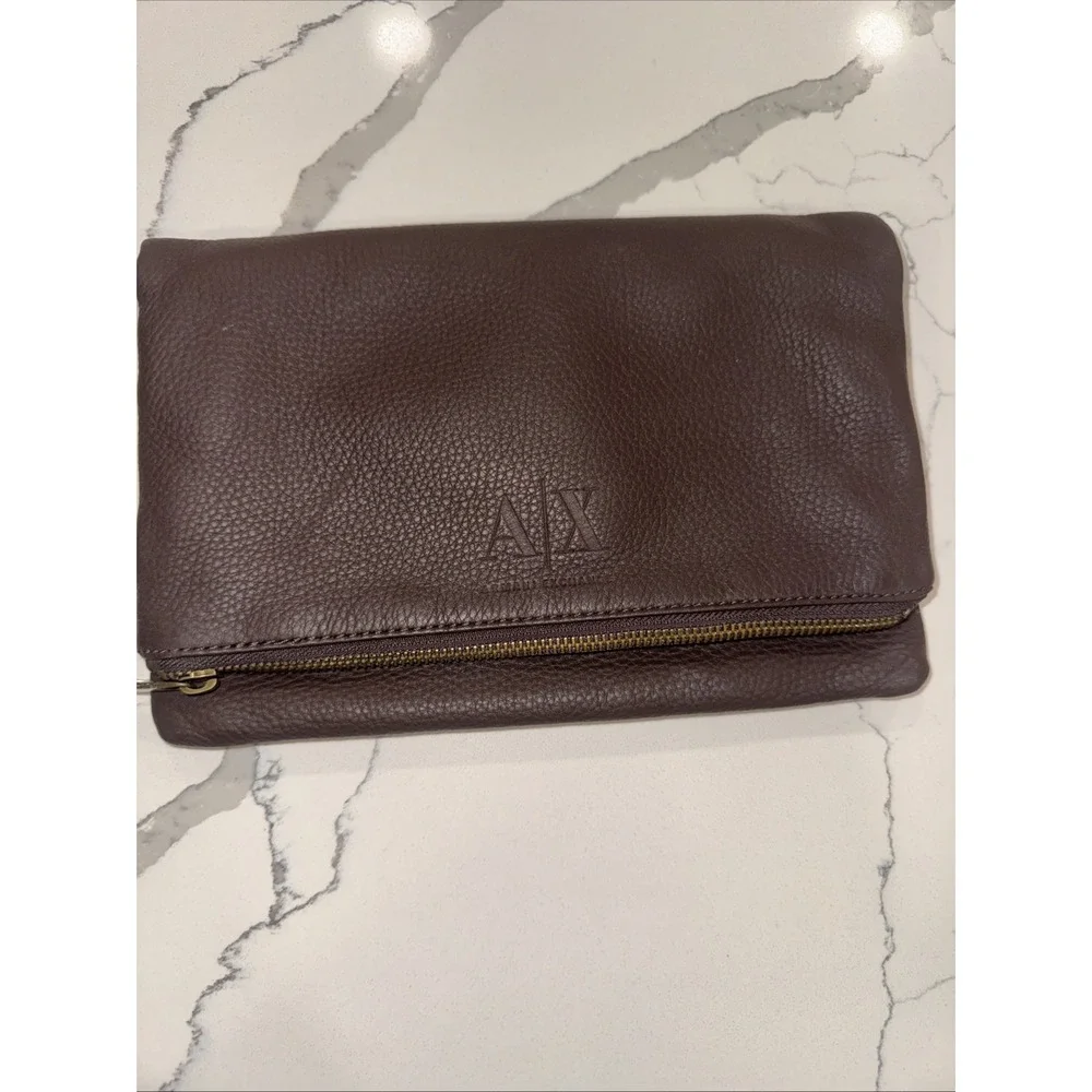 Vintage Armani exchange leather clutch In Brown Leather