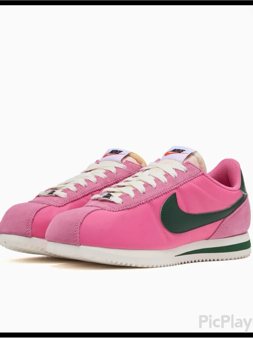 Nike Women's Cortez Pinksicle Fir Green Swoosh Accent Sneakers - Size 9 (NWOB)