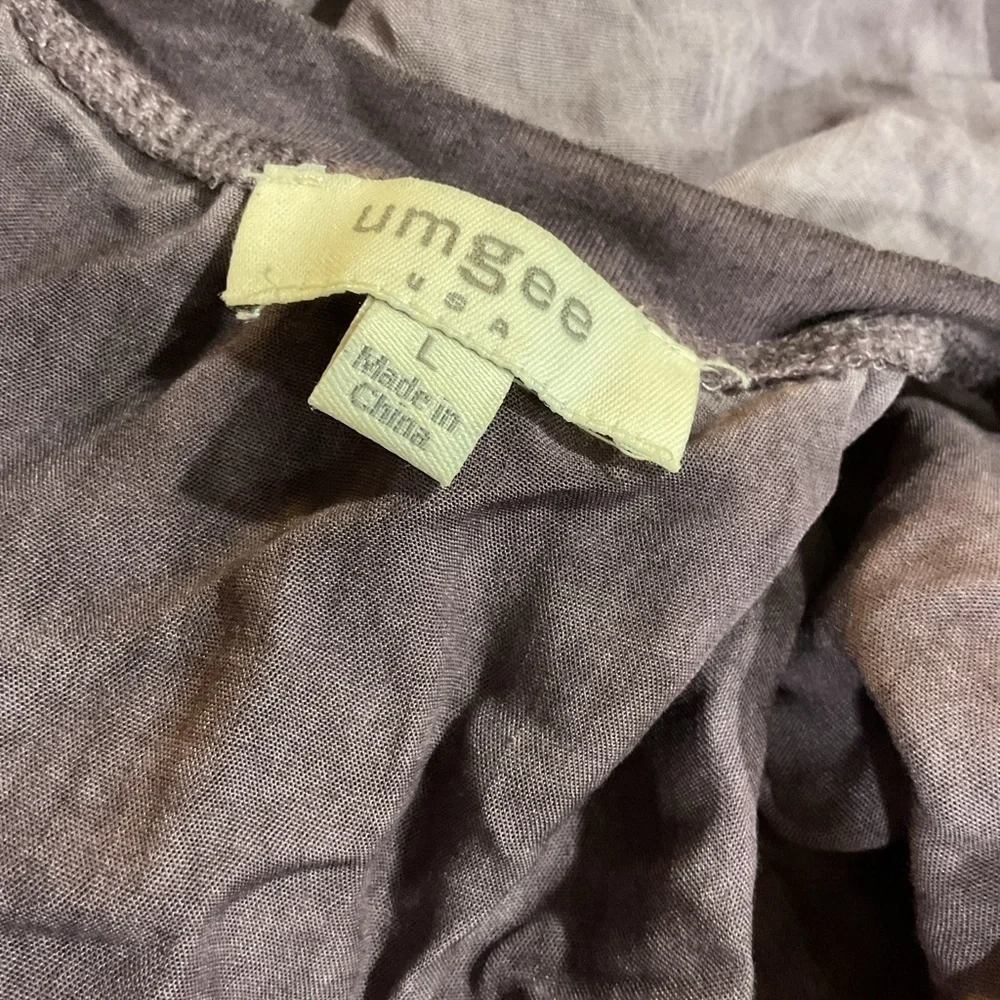 Umgee Mineral Wash Long Sleeve Pullover, Twist Front, Light Purple Top