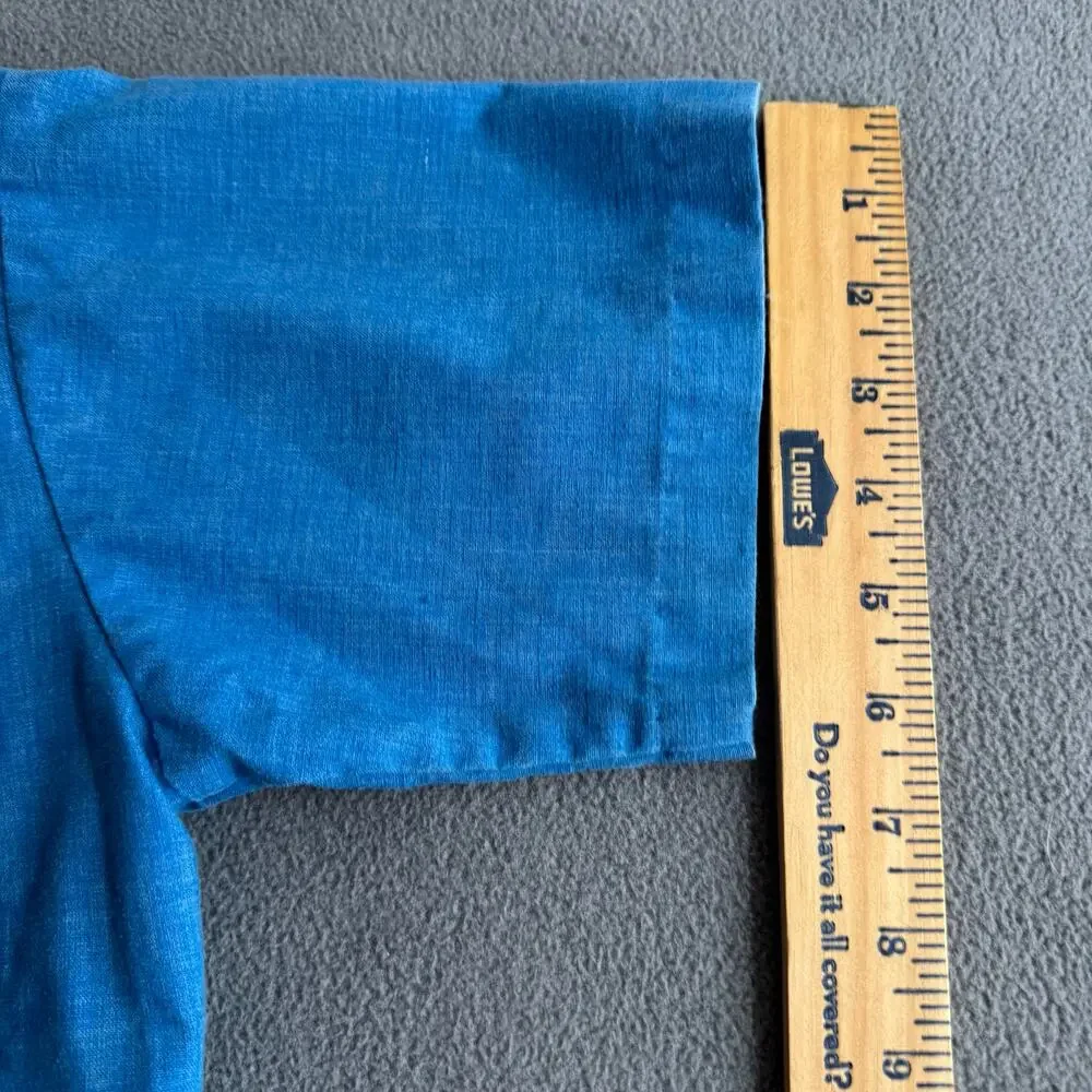 Vintage 60s Penneys Hawaii Camp Shirt Womens 16/S? Blue Lightweight Cotton Blend