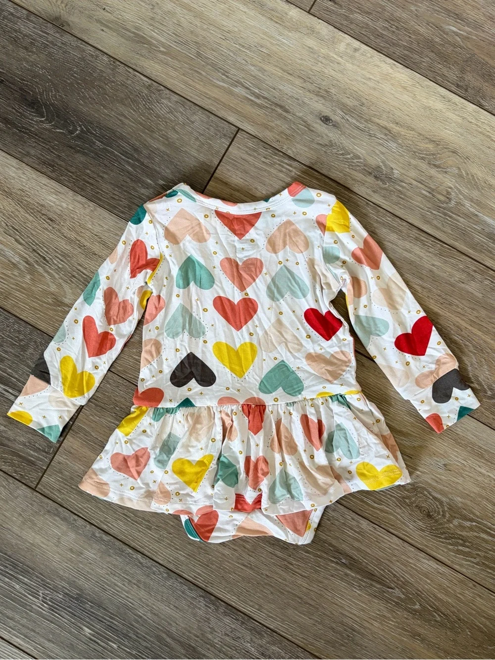 Gigi & Max Bamboo Heart Print Long Sleeve Baby Dress Bodysuit