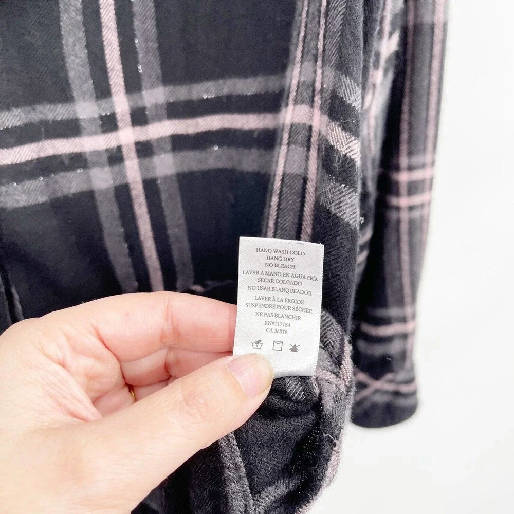 Rails Hunter Shirt Onyx Slate Button Down Black Size M‎ Metallic Plaid Flannel