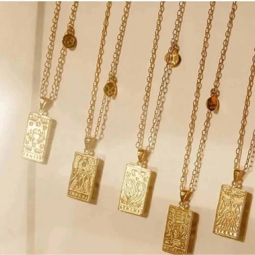 Libra Zodiac Horoscope Sign Tarot Gold Plated Pendant Necklace