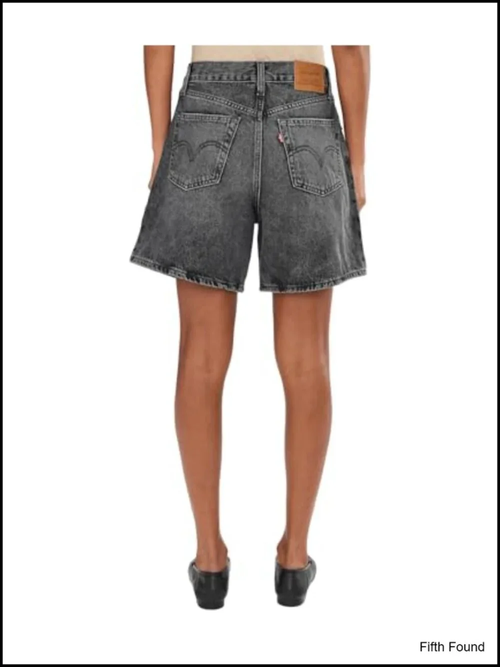 High Rise Baggy Denim Shorts Above Knee Length