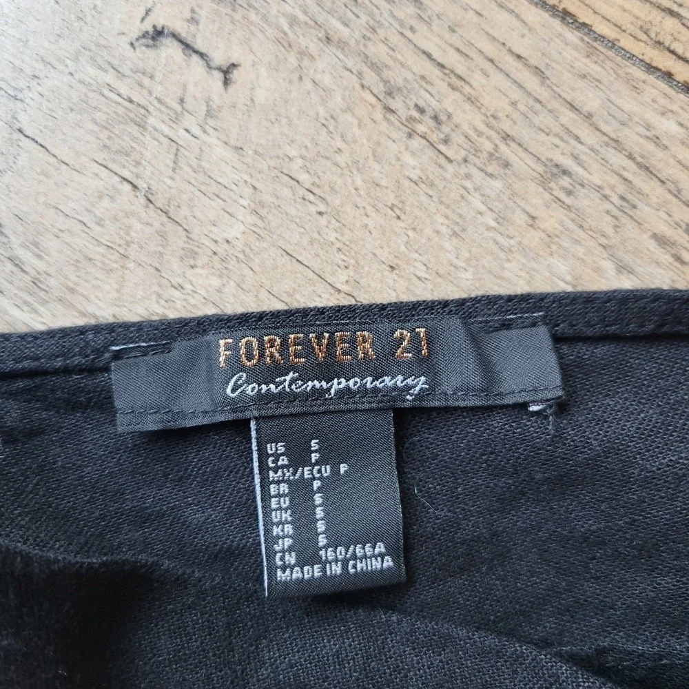 Forever 21 Contemporary Black Linen Blend Button Front V-Neck Romper Small