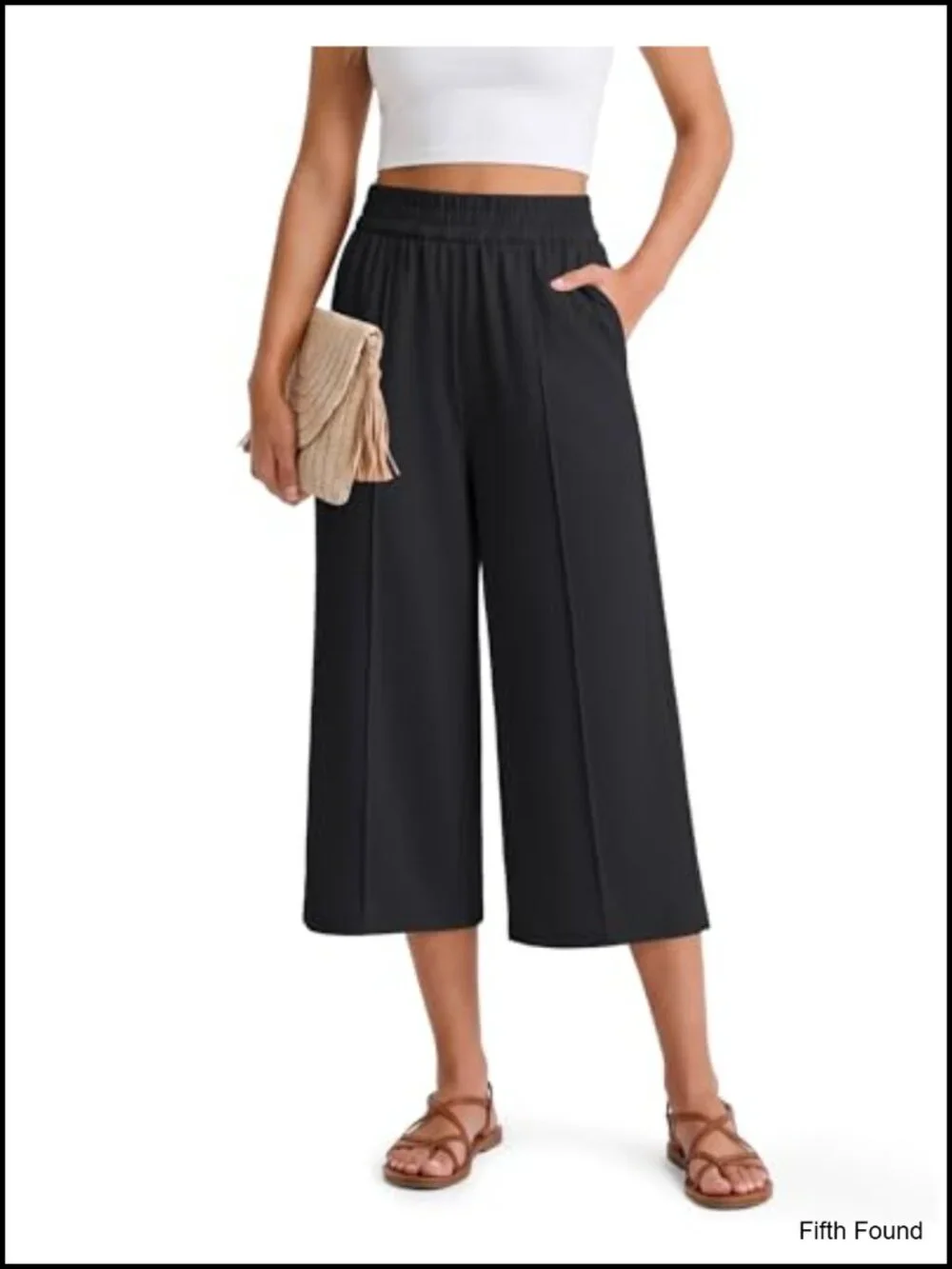 Lightweight Flowy Wide Leg Capris - Front Seam Summer Cropped Pants for Travel