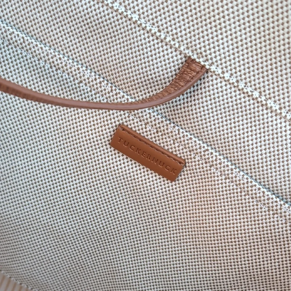 Brown and Cream Tote Bag with Tennis Racket Design
