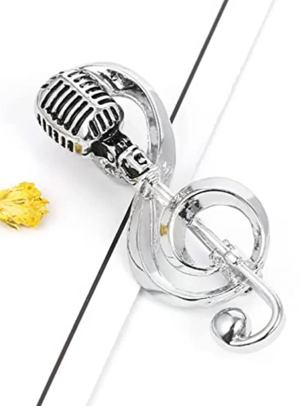 New - Creative Microphone Brooch Music Note Pins Alloy Bag‎ Clothes Lapel Pin