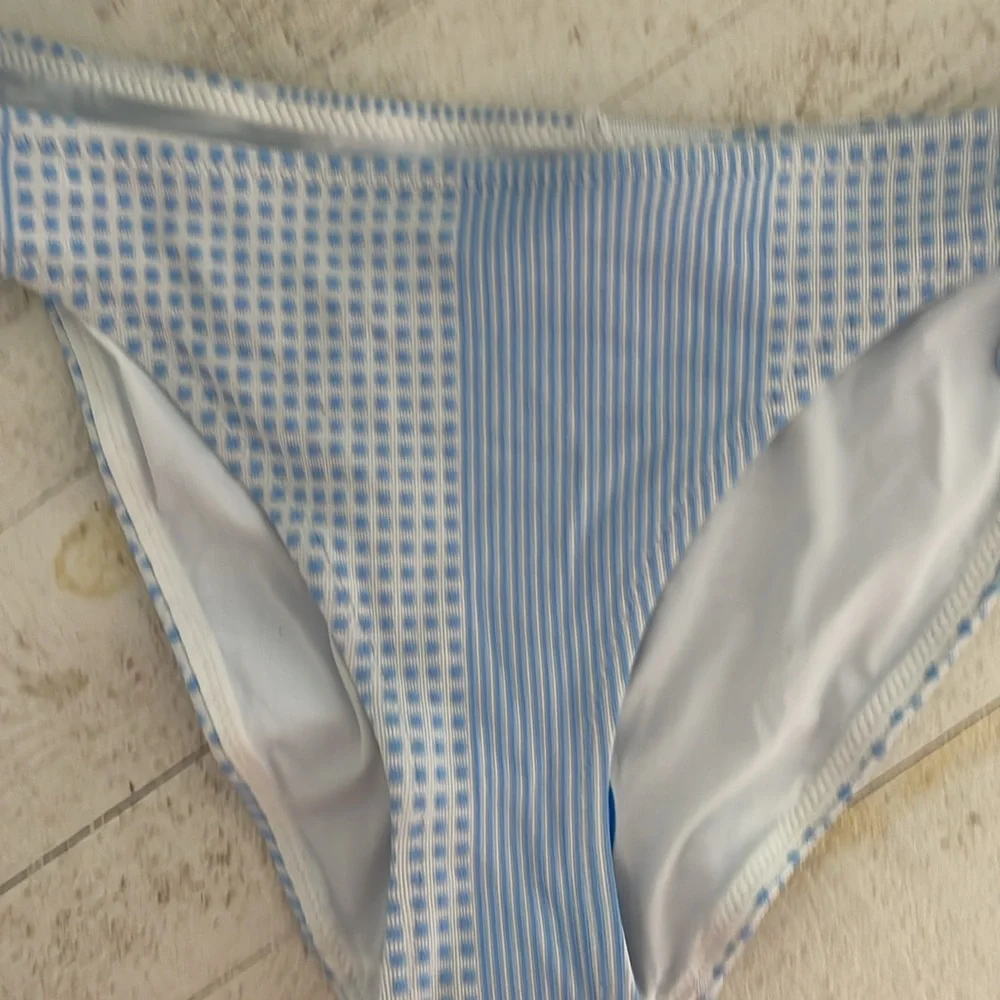 Lemlem Semira Sky Side Tie Bikini Bottom Sky Blue White Large‎