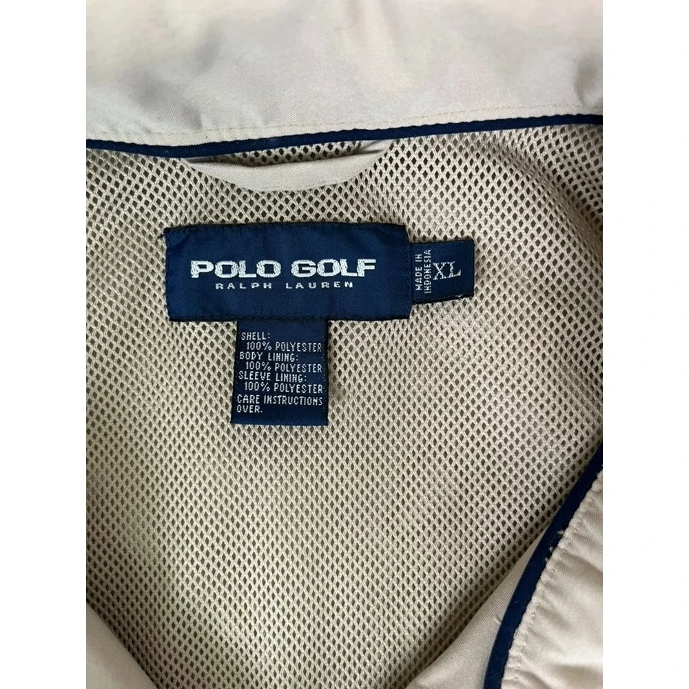 Polo Golf Mens  Beige Windbreaker Jacket Mens Half Zip Mesh Lined‎  Size XL