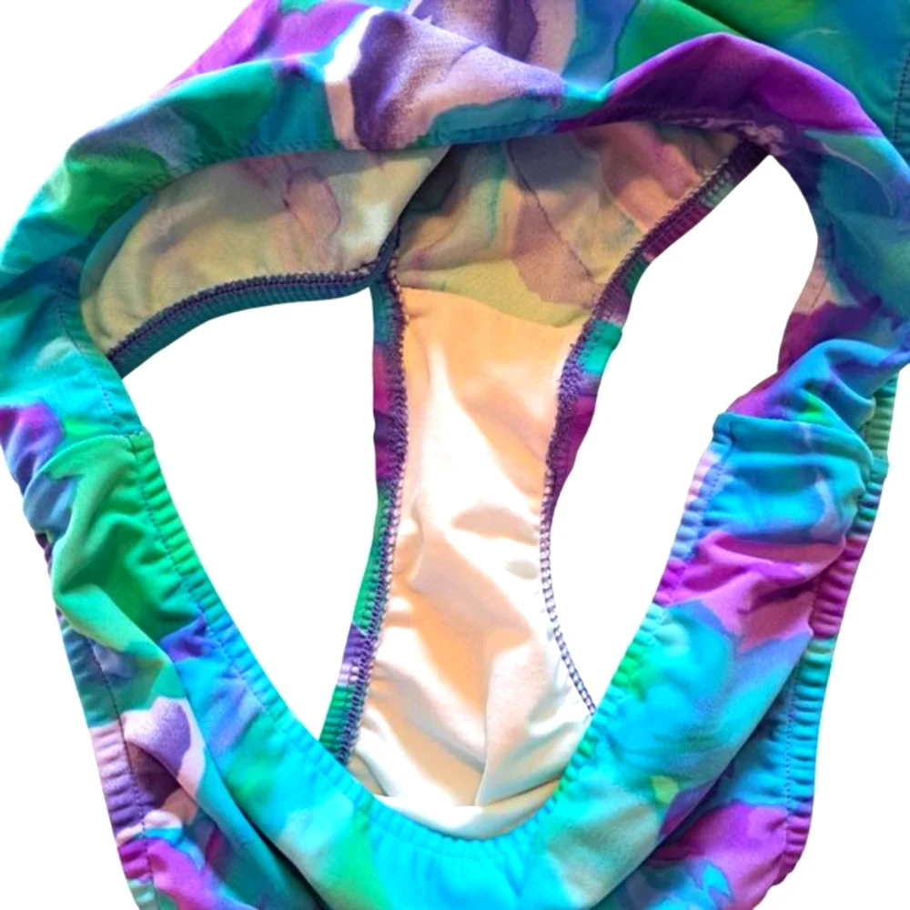Venus Blue Purple Watercolor Halter Top Two Piece Swim Suit Size 8/10