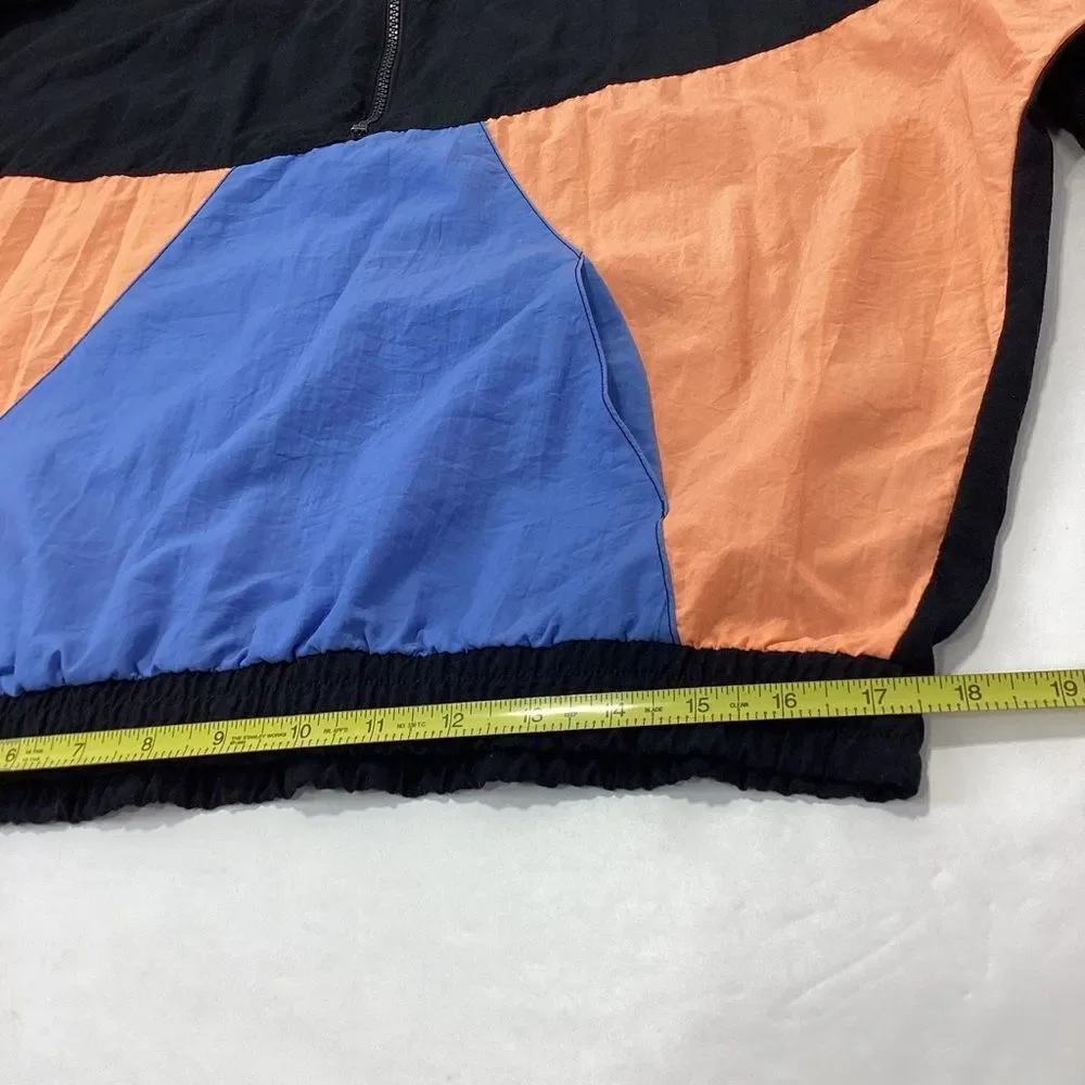 Shell Shock Brand Vintage Nylon Jacket Pullover Wing Arms Neon Orange
