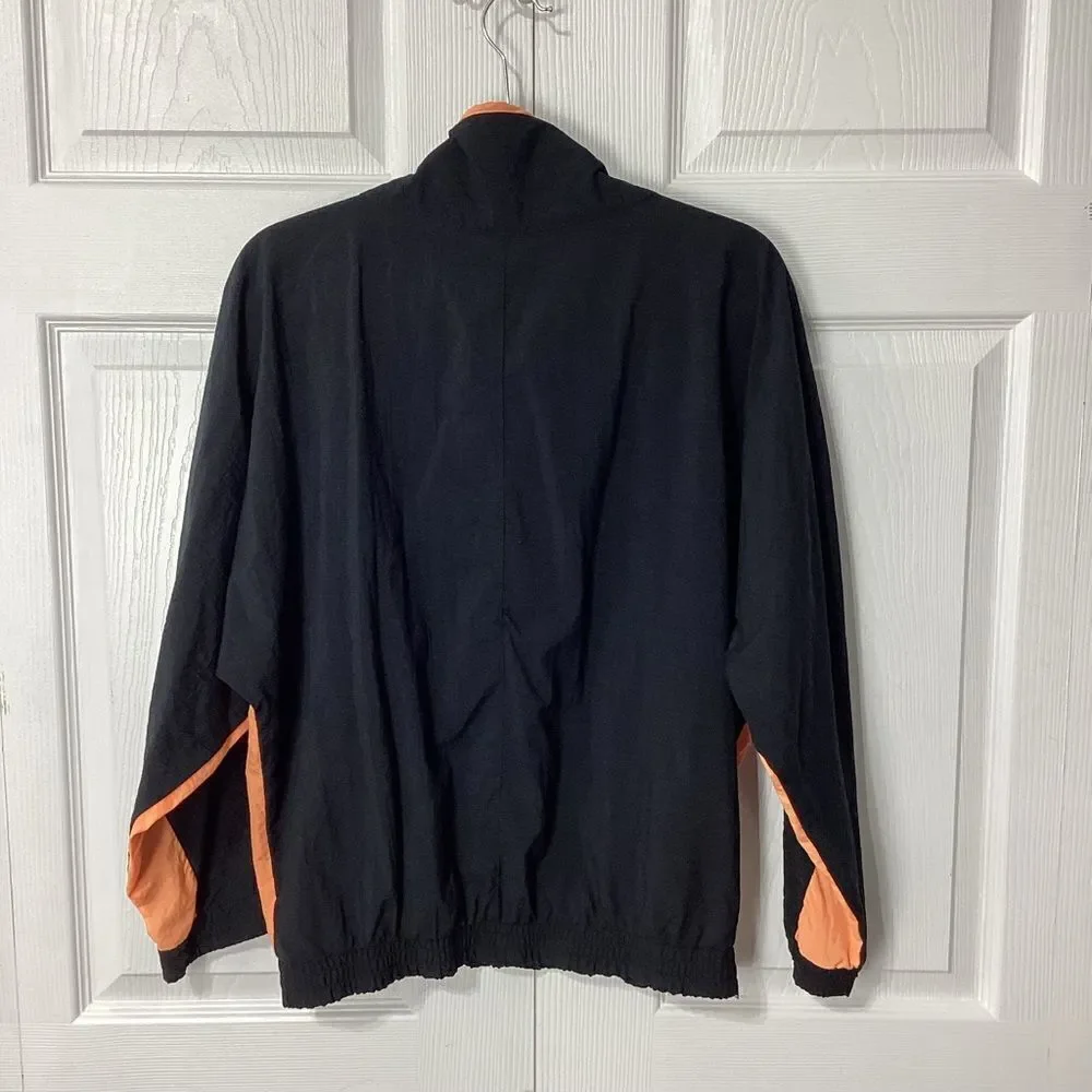 Shell Shock Brand Vintage Nylon Jacket Pullover Wing Arms Neon Orange