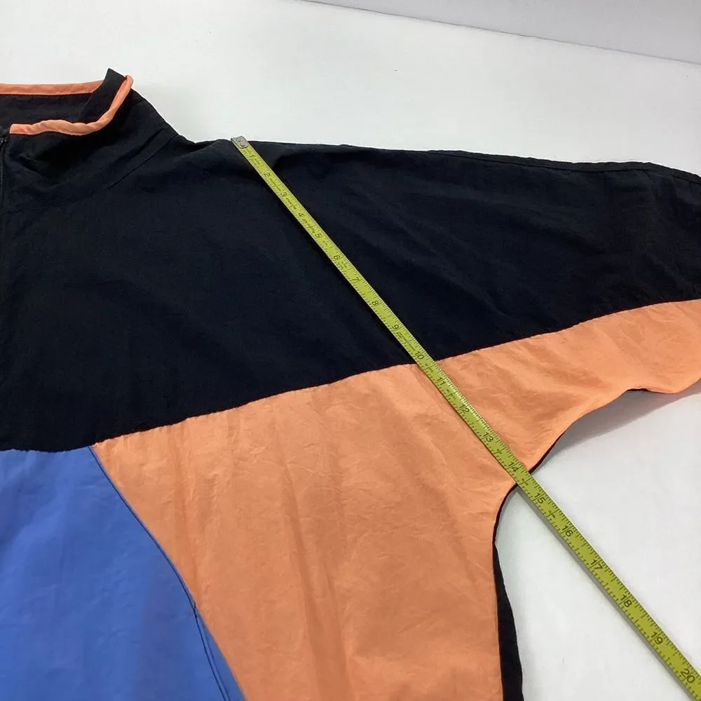 Shell Shock Brand Vintage Nylon Jacket Pullover Wing Arms Neon Orange