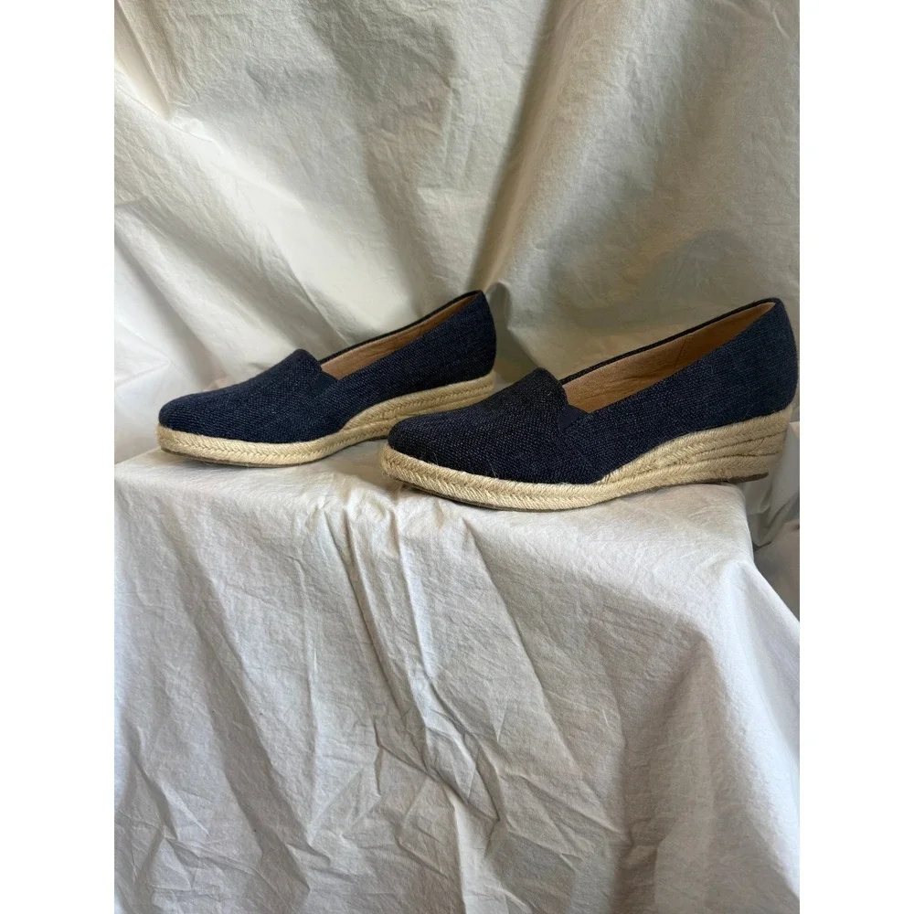 LifeStride Navy Blue‎ Fabric Espadrille Wedge Pumps Soft System Velocity 2.0 10M