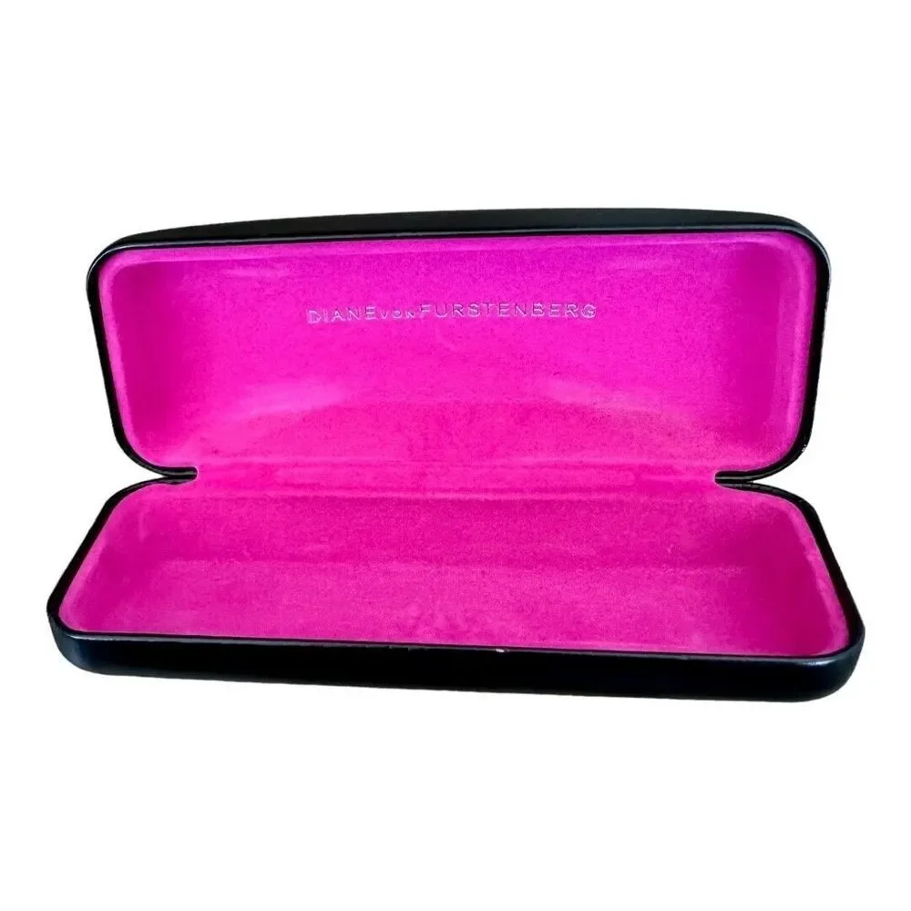 DVF Diane Von Furstenberg Black Sunglasses Eyeless Hard Case Logo Solid