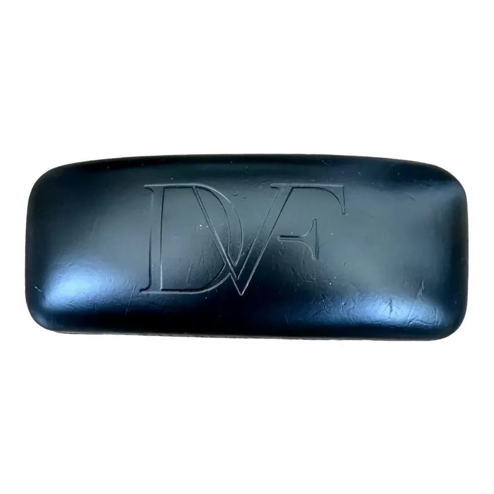 DVF Diane Von Furstenberg Black Sunglasses Eyeless Hard Case Logo Solid