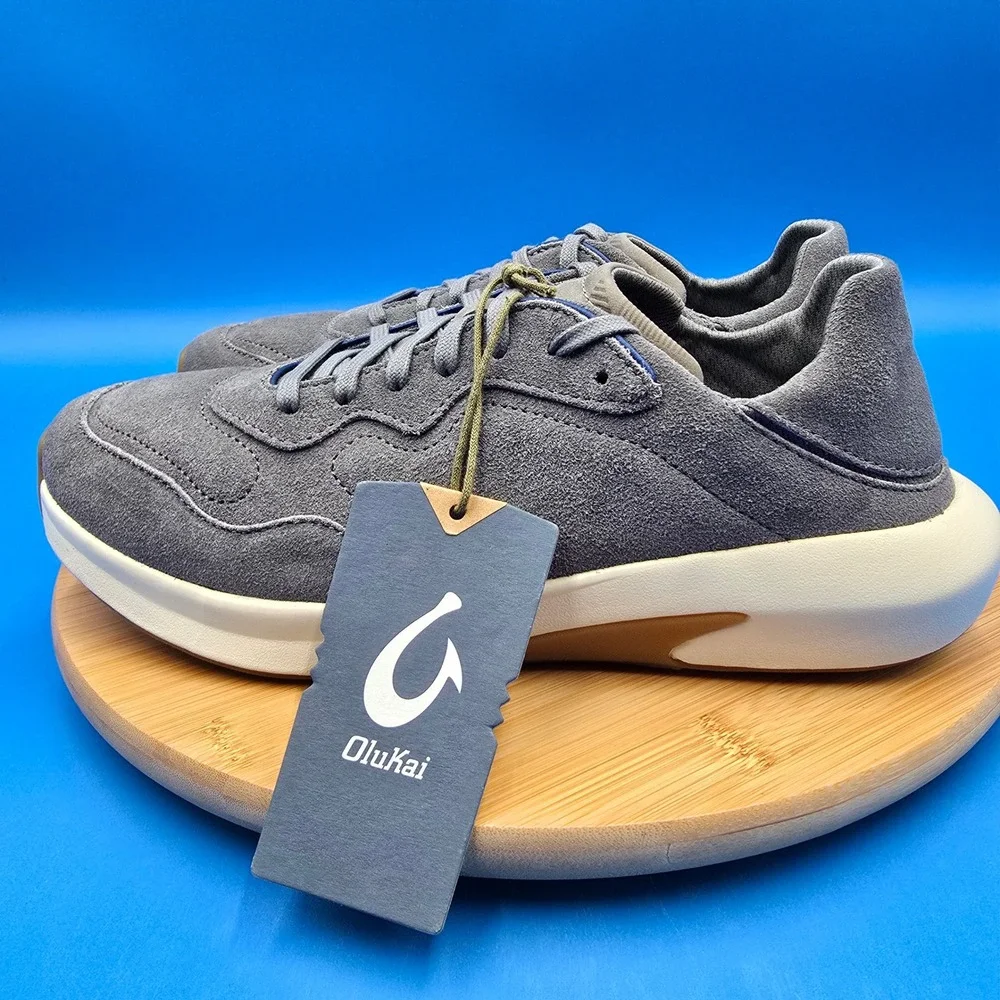OluKai Koheo Men's Charcoal Suede Leather Lace Up‎ Sneakers Shoes US 9 EUR 42