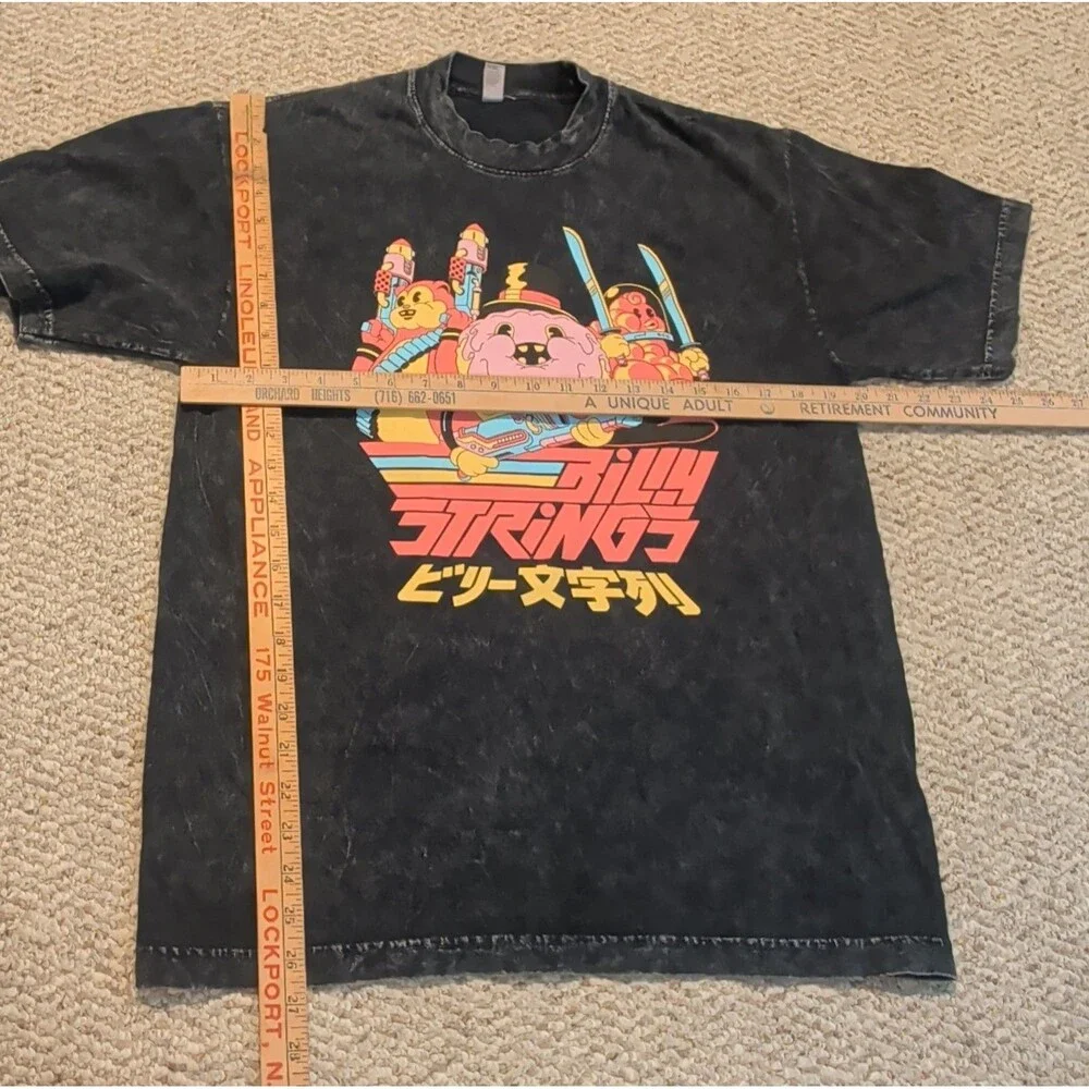 Billy Strings T Shirt Medium Black Acid Washed 6.5 Ounce Dave Arcade