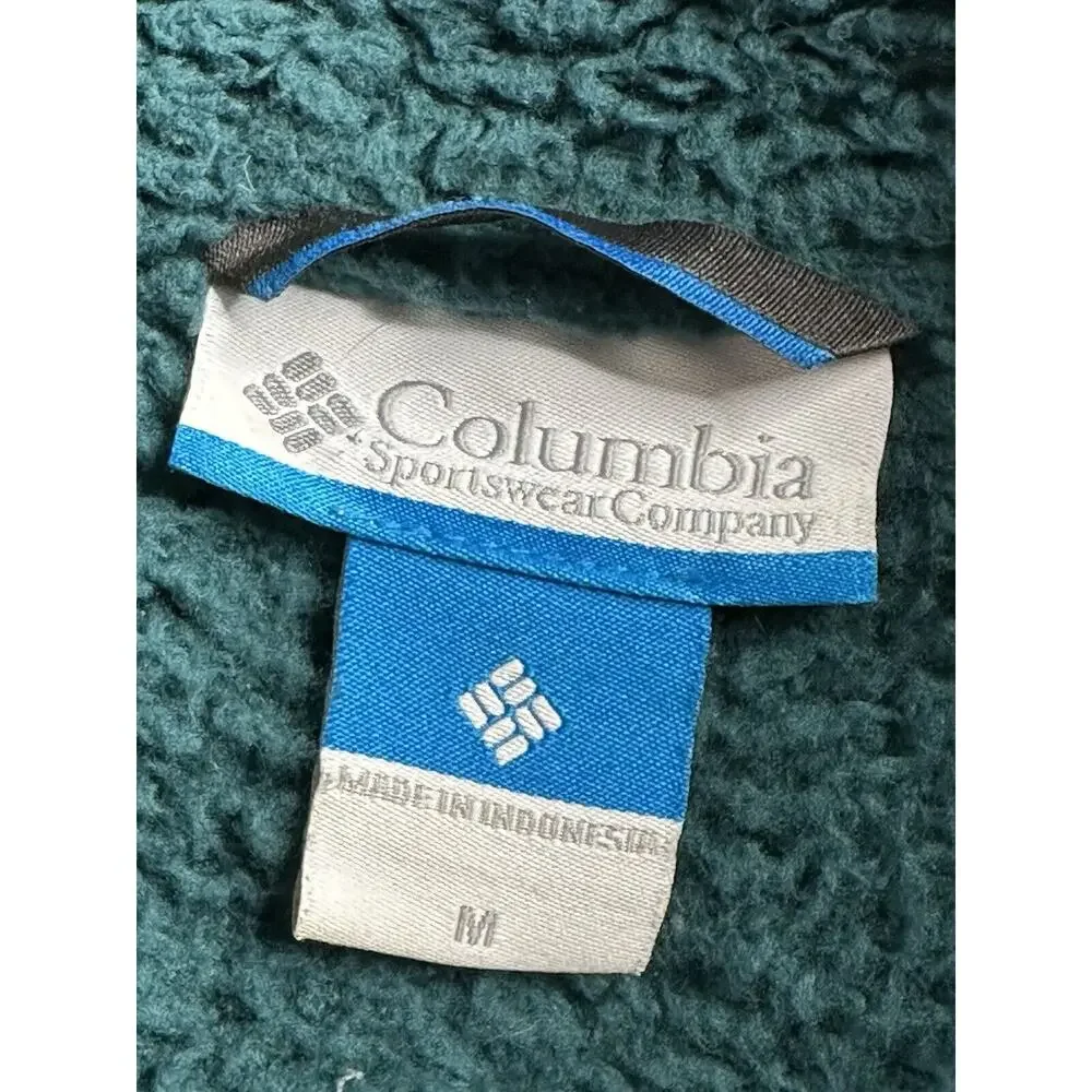 COLUMBIA Women’s‎ Full-Zip Fleece Jacket Coat Medium Green Yellow Outdoor