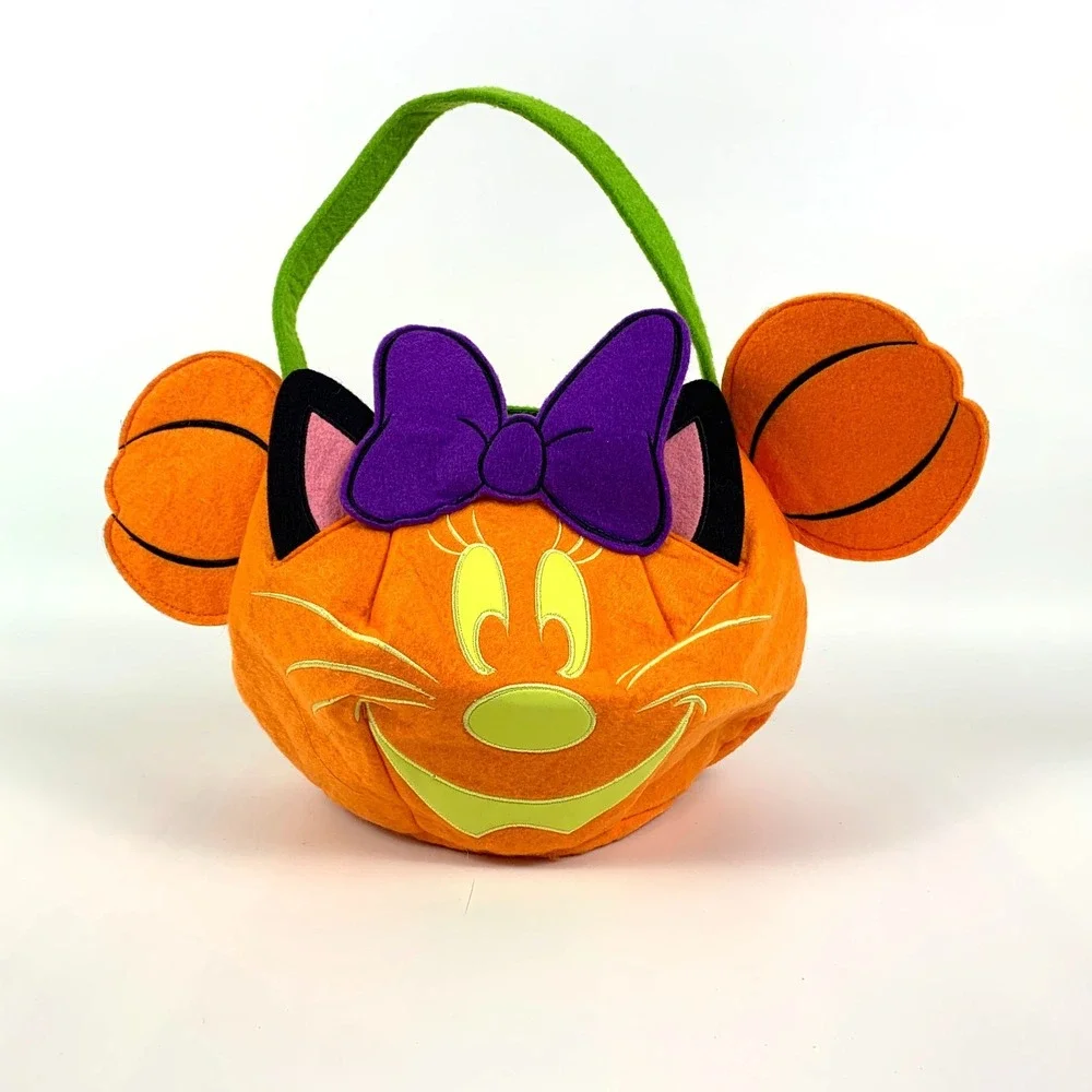 Disney Store Minnie Mouse Felt Halloween Trick or Treat Bucket‎ Glow in the Dark