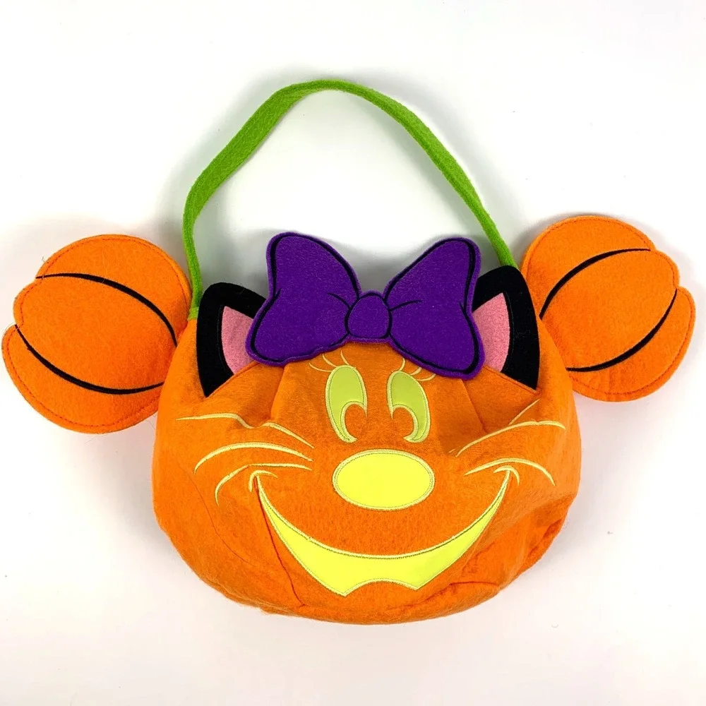 Disney Store Minnie Mouse Felt Halloween Trick or Treat Bucket‎ Glow in the Dark