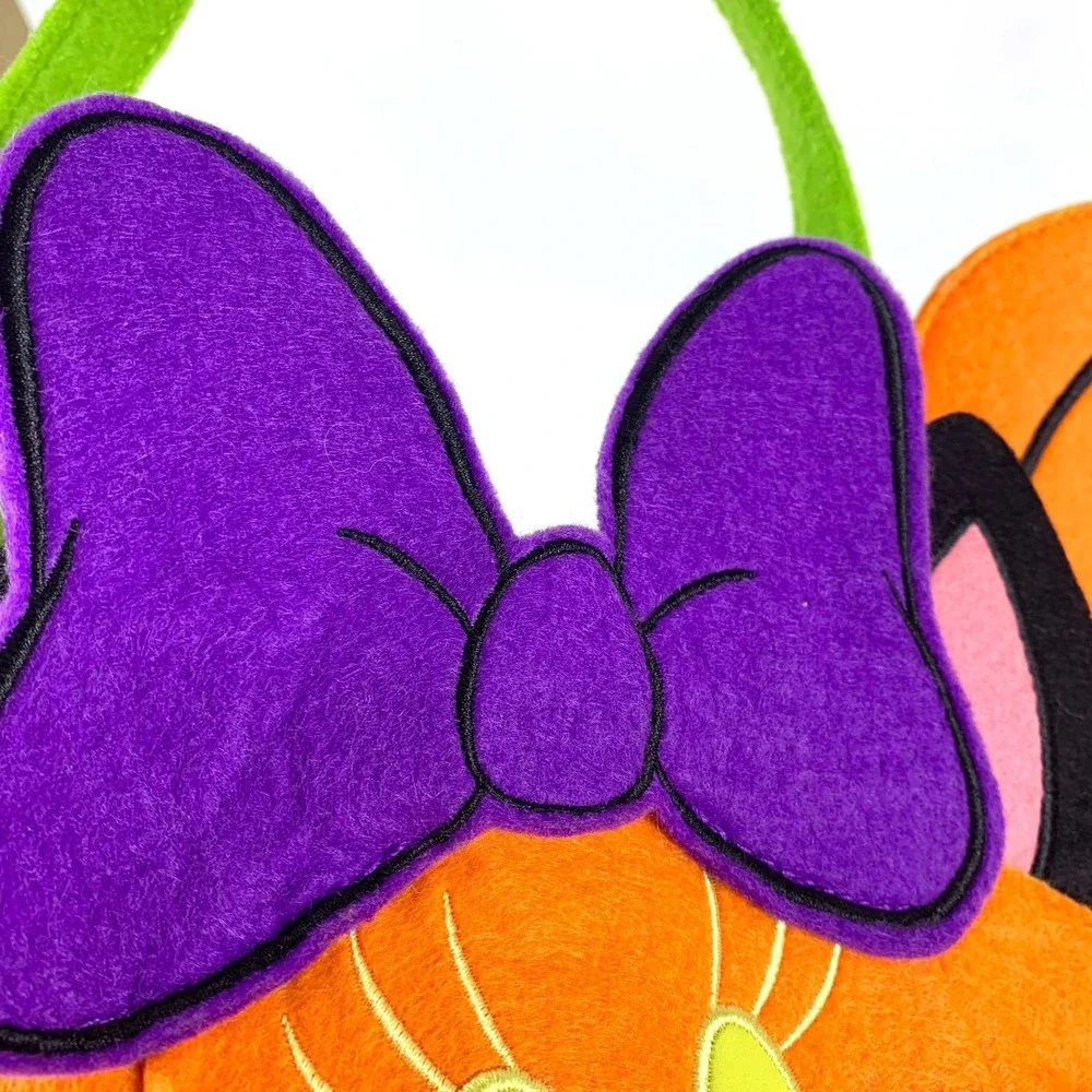 Disney Store Minnie Mouse Felt Halloween Trick or Treat Bucket‎ Glow in the Dark