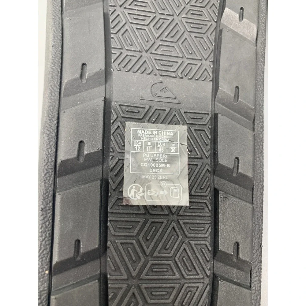 Quiksilver Deck Slide Sandals CQ10025M-B Black Men's Sz 12 NWT