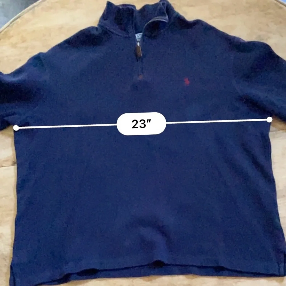 Polo by Ralph Lauren Men’s Size Large Navy Ribbed Knit Quarter Zip Pullover‎