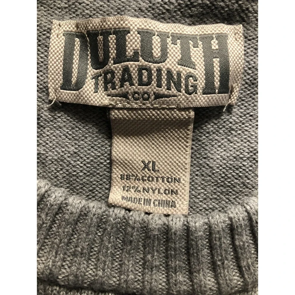 Duluth Trading Co Sweater Mens XL Gray Stripe Crewneck Pullover Knit Casual