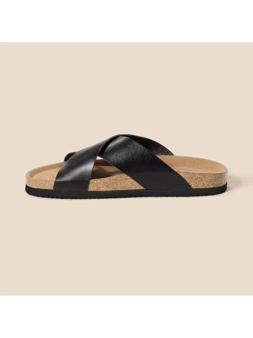 Men's Dark Black Faux Leather Imported Crossover Sandals Casual